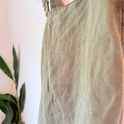 MNG Casual Olive Green Linen Blend Cross Back Mini Dress - Size S