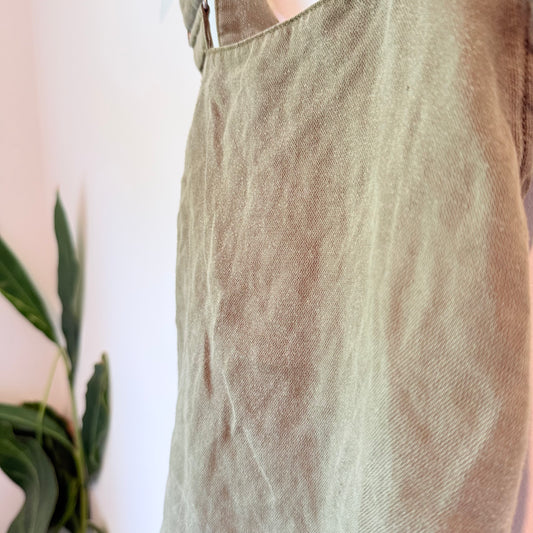 MNG Casual Olive Green Linen Blend Cross Back Mini Dress - Size S