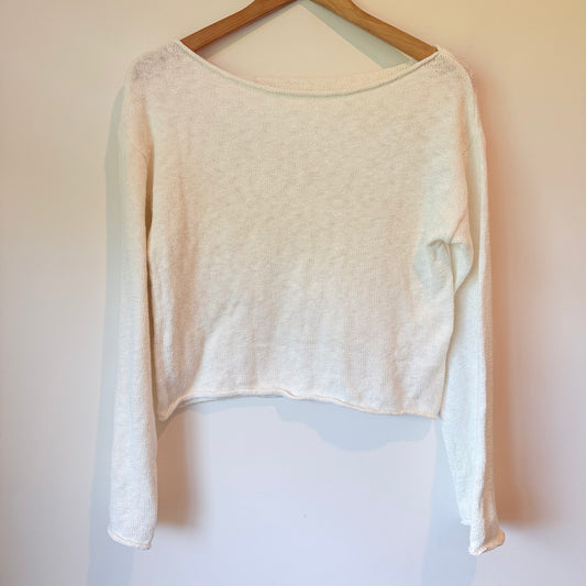 Lightweight Knit Long Sleeve Crop Top - Boat Neck - 46cm U/Arm