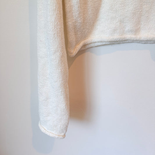 Lightweight Knit Long Sleeve Crop Top - Boat Neck - 46cm U/Arm