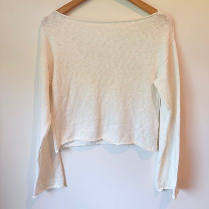 Lightweight Knit Long Sleeve Crop Top - Boat Neck - 46cm U/Arm