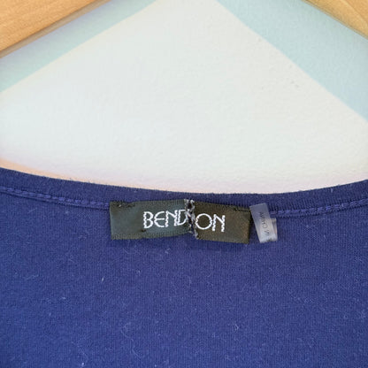 Bendon Navy Blue Long Sleeve Top - Smocked Shoulder - 44cm U/Arm