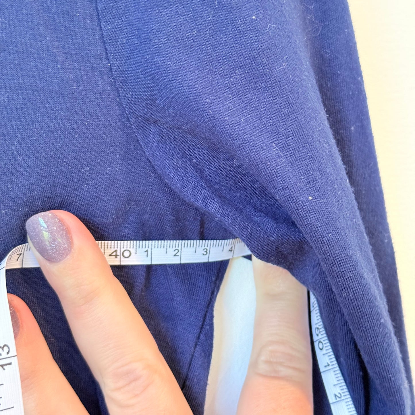 Bendon Navy Blue Long Sleeve Top - Smocked Shoulder - 44cm U/Arm