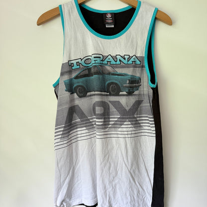 Holden Size 16 White Black Graphic Print Tank Top