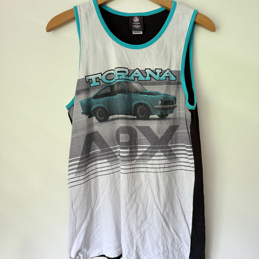 Holden Size 16 White Black Graphic Print Tank Top