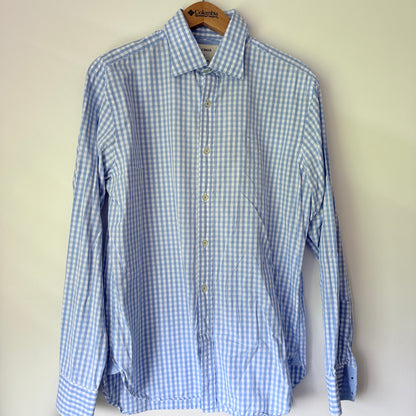 M.J. Bale Size 41 Classic Gent's Blue Check Long-Sleeve Shirt