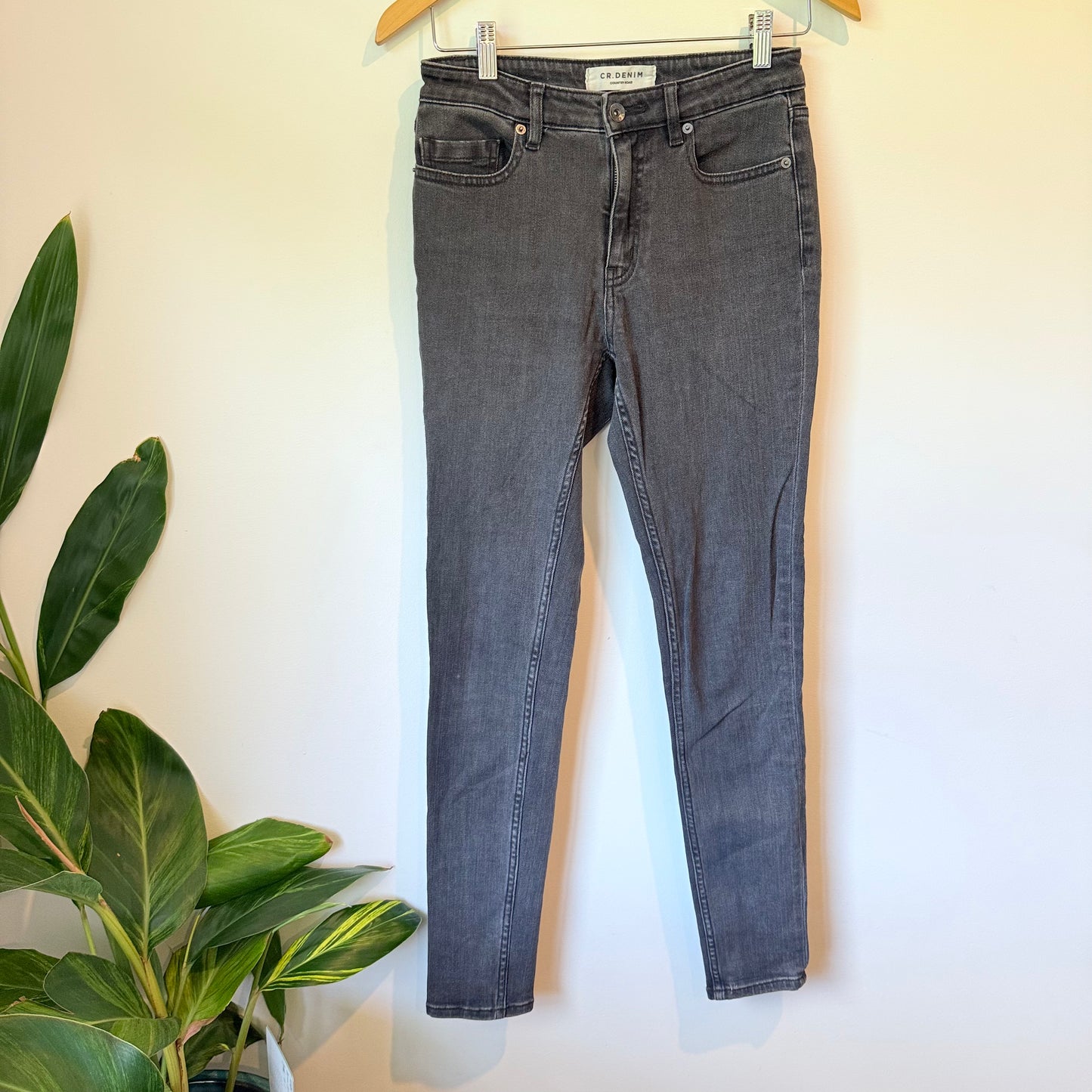 Country Road CR.Denim High-Rise Skinny Jeans - Washed Black/Grey - Size 8