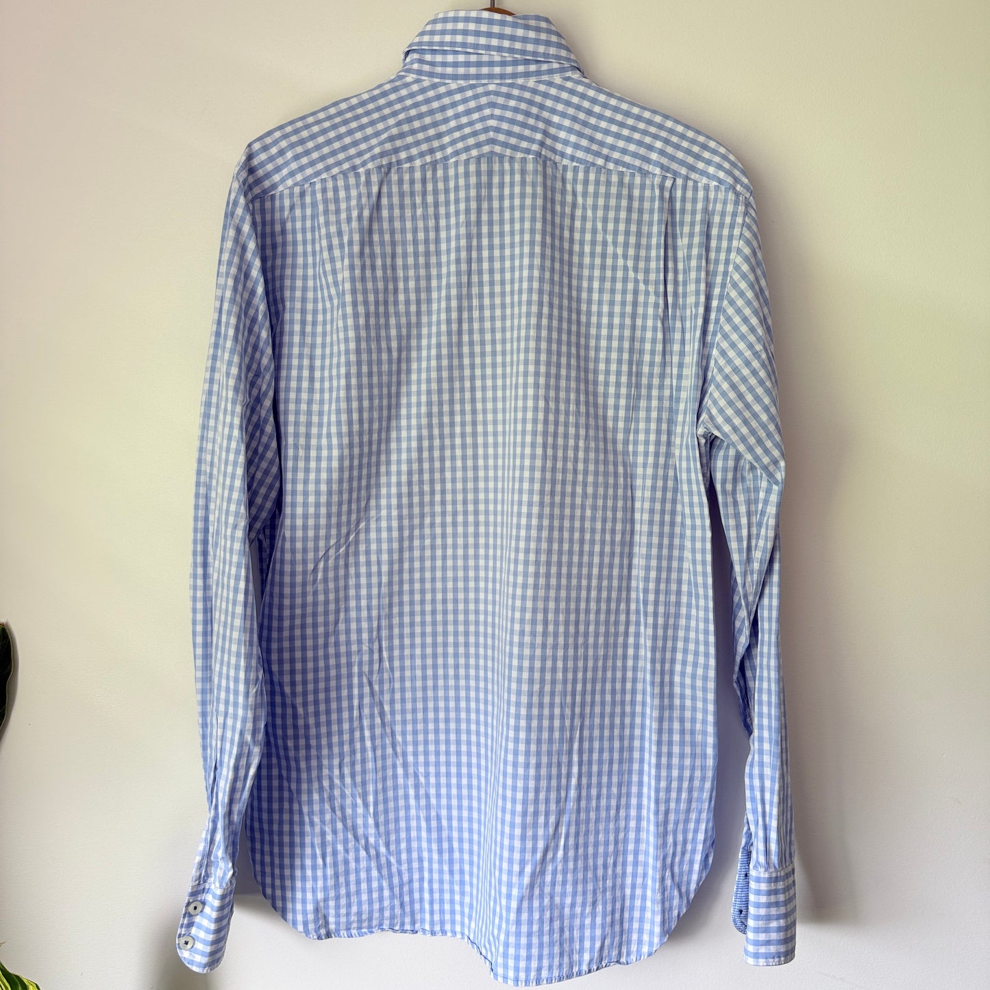 M.J. Bale Size 41 Classic Gent's Blue Check Long-Sleeve Shirt