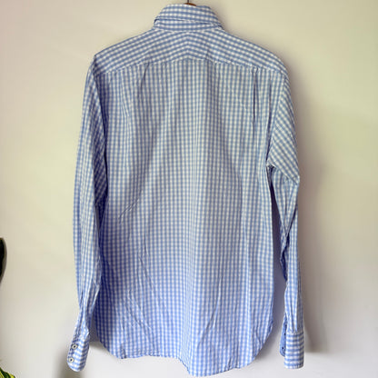 M.J. Bale Size 41 Classic Gent's Blue Check Long-Sleeve Shirt