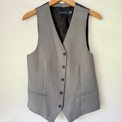 Tarocash Size XS Men's Grey Black Wavy Striped Suit Vest