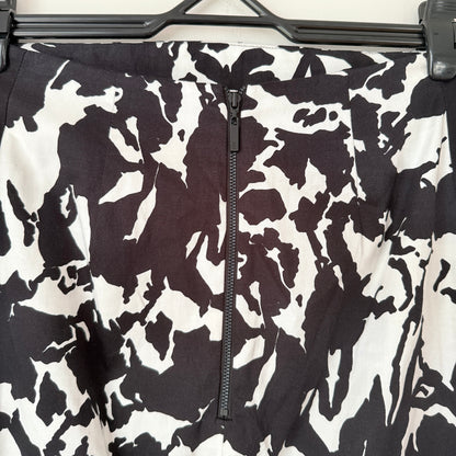 Cue Size 8 Black White Abstract Print Cotton Pencil Skirt