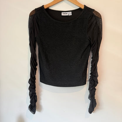 Noisy May Size S Black Long-Sleeve Cropped Blouse