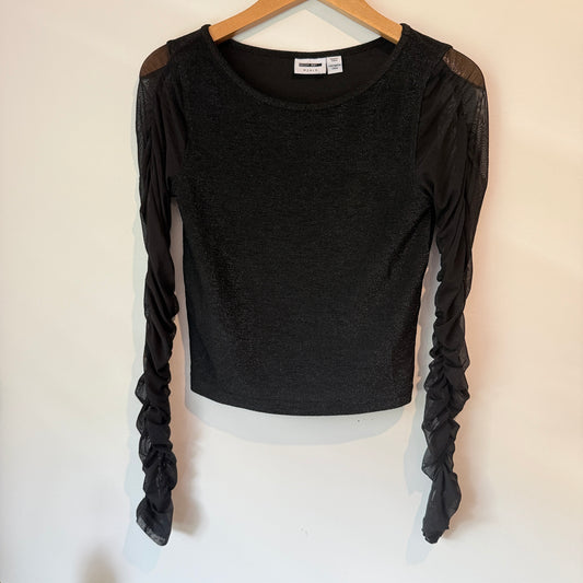 Noisy May Size S Black Long-Sleeve Cropped Blouse