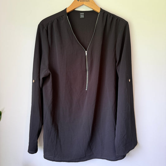 Shein Size XL Black Long-Sleeve Blouse