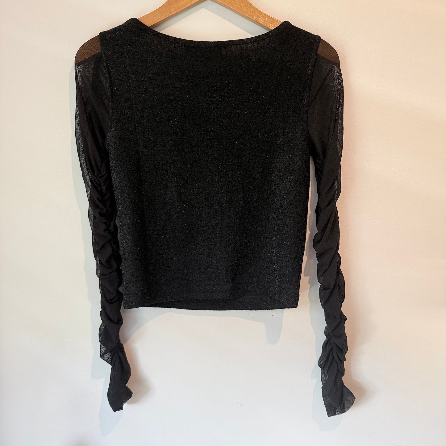 Noisy May Size S Black Long-Sleeve Cropped Blouse