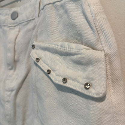 Brand Unknown Size L | Waist 80cm White Cargo Mini Skirt
