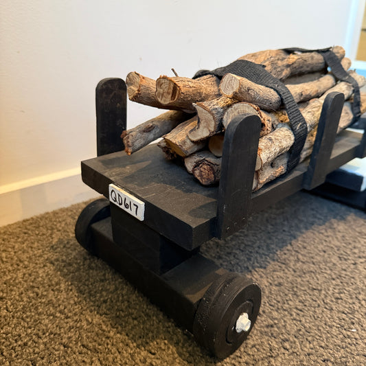 Handcrafted Wooden Logging Truck with Detachable Trailer & Stackable Logs