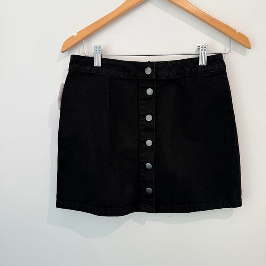 Dotti Black Button-Front Denim Mini Skirt – Size 10