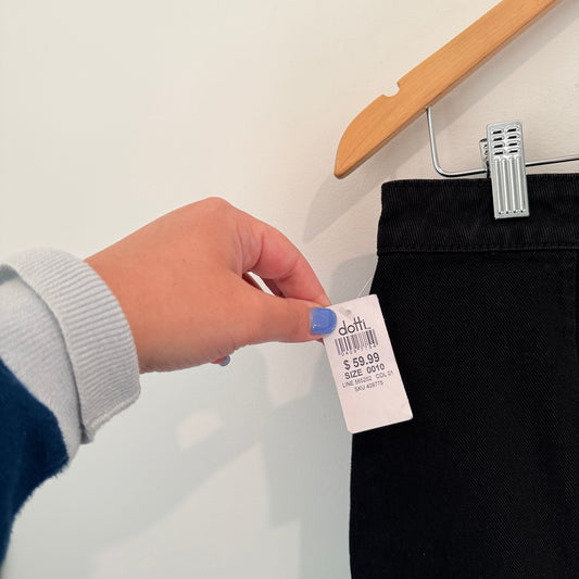 Dotti Black Button-Front Denim Mini Skirt – Size 10