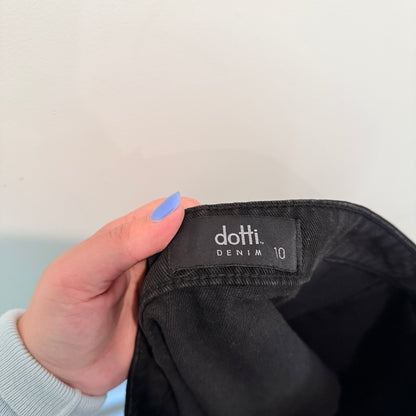 Dotti Black Button-Front Denim Mini Skirt – Size 10