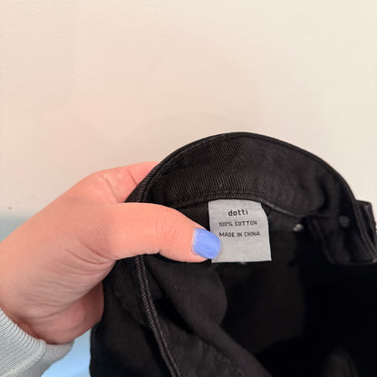 Dotti Black Button-Front Denim Mini Skirt – Size 10
