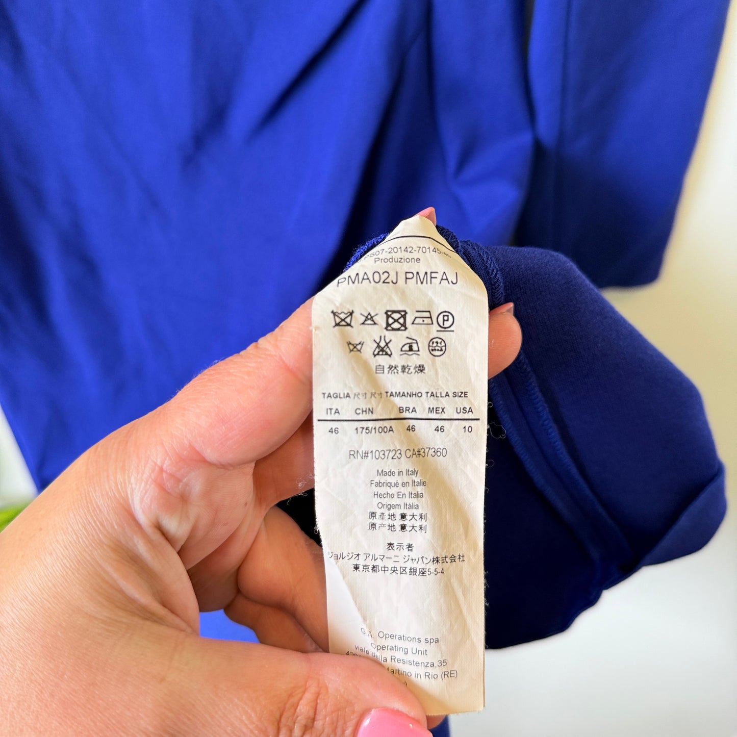 Armani Size 14 Blue Long-Sleeve Wrap Dress