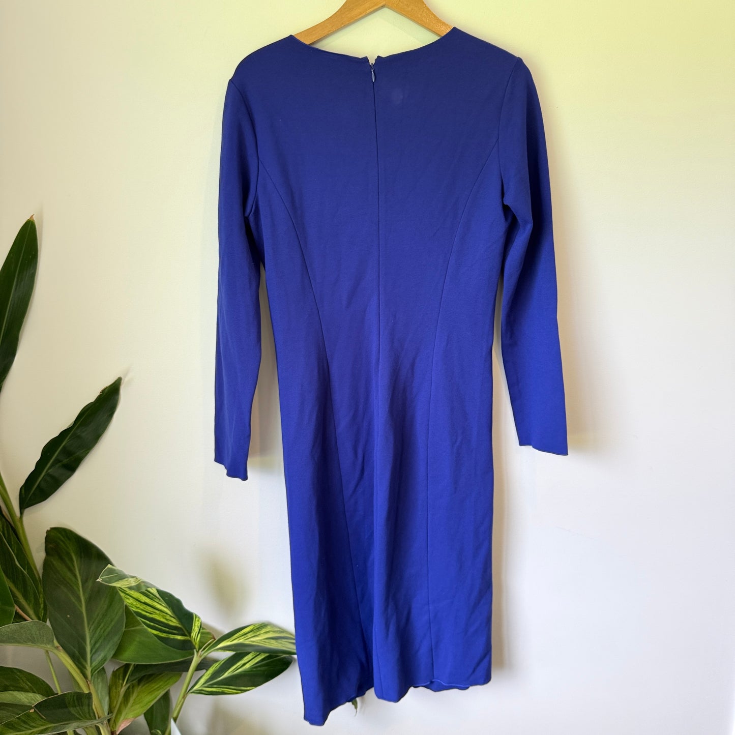 Armani Size 14 Blue Long-Sleeve Wrap Dress