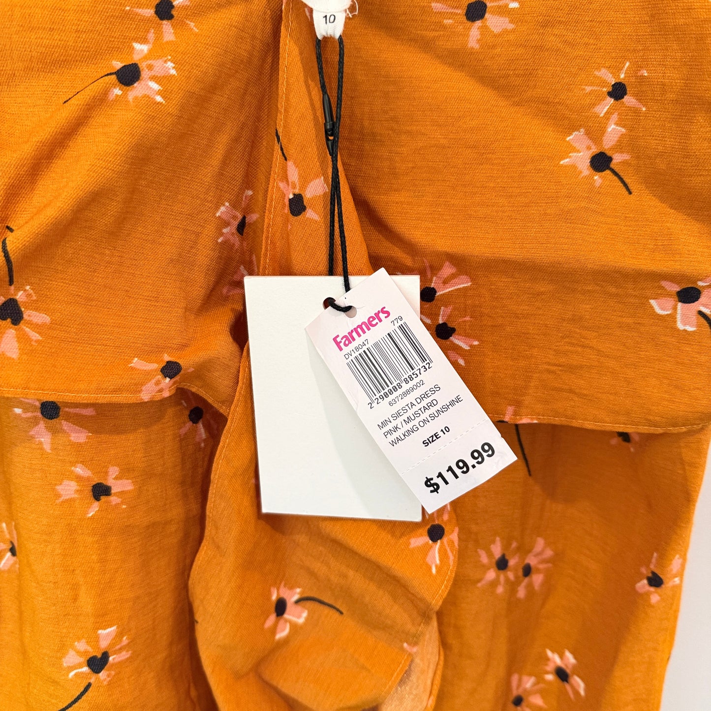 Mineral Mustard Floral Tie-Front Midi Dress – Size 10