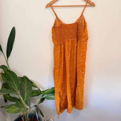 Mineral Mustard Floral Tie-Front Midi Dress – Size 10