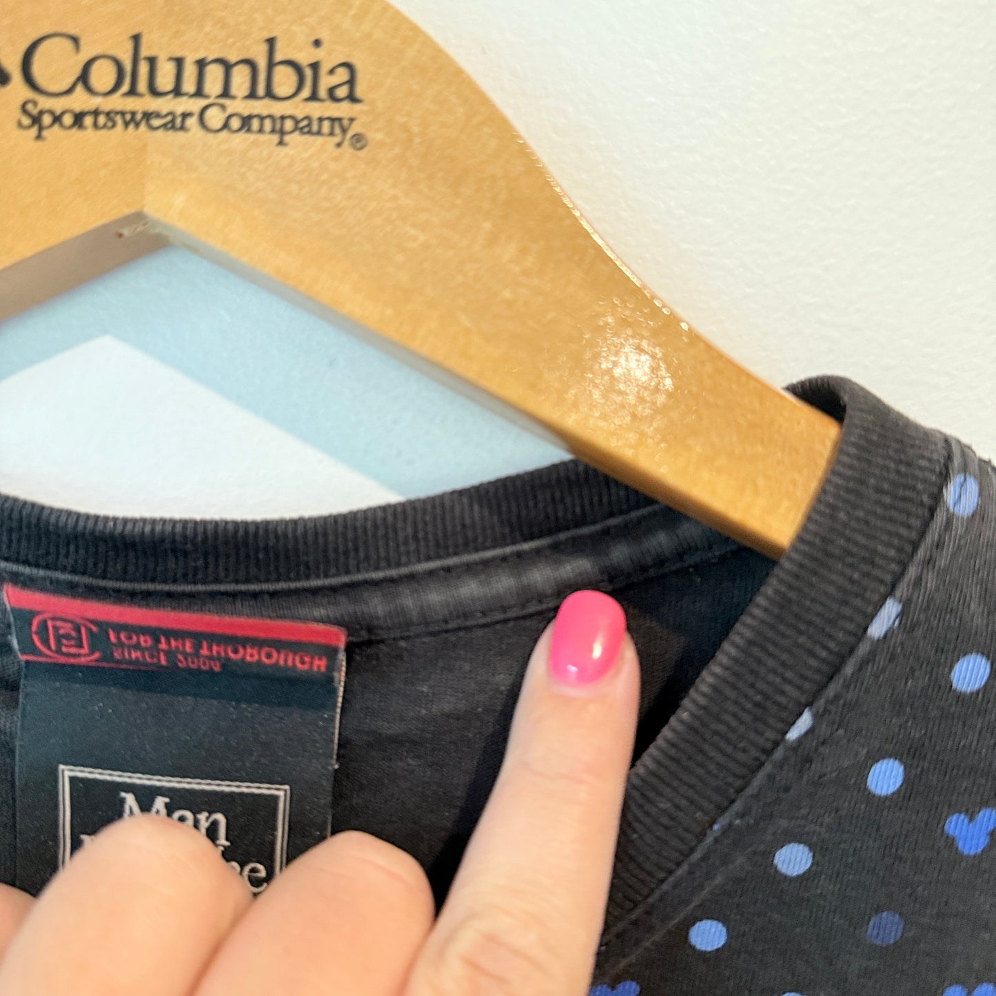 Man is in the Forest Size Small Dark Grey Geometric Pattern T-Shirt