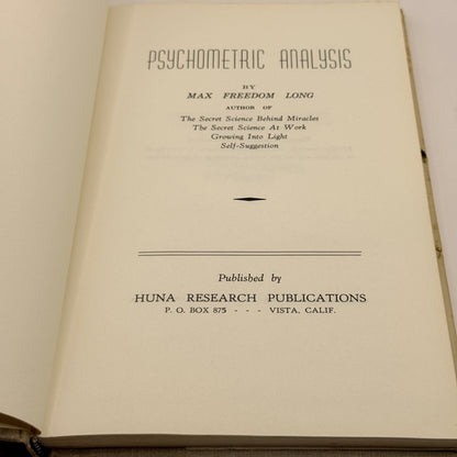 Psychometric Analysis by Max Freedom Long (1959)