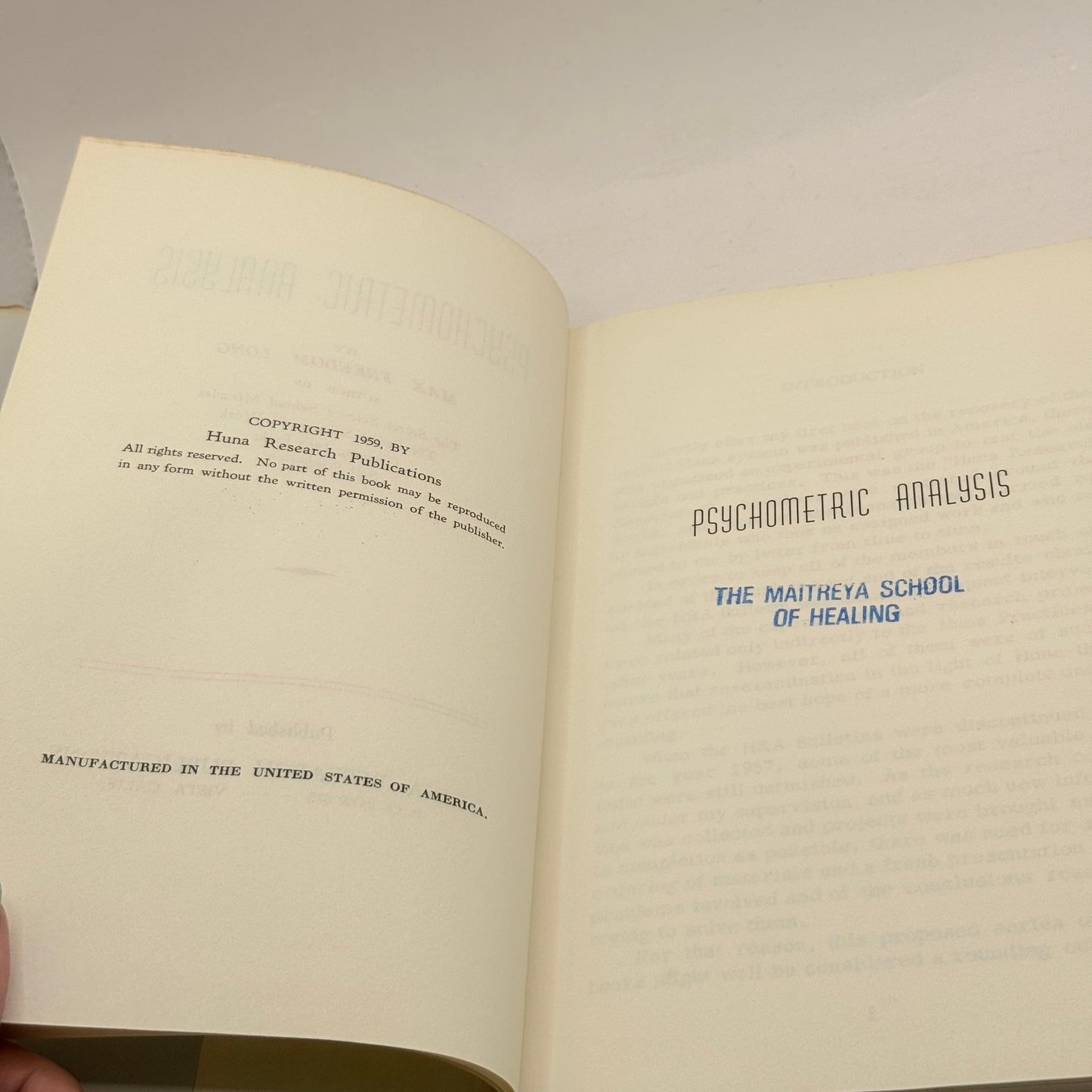 Psychometric Analysis by Max Freedom Long (1959)