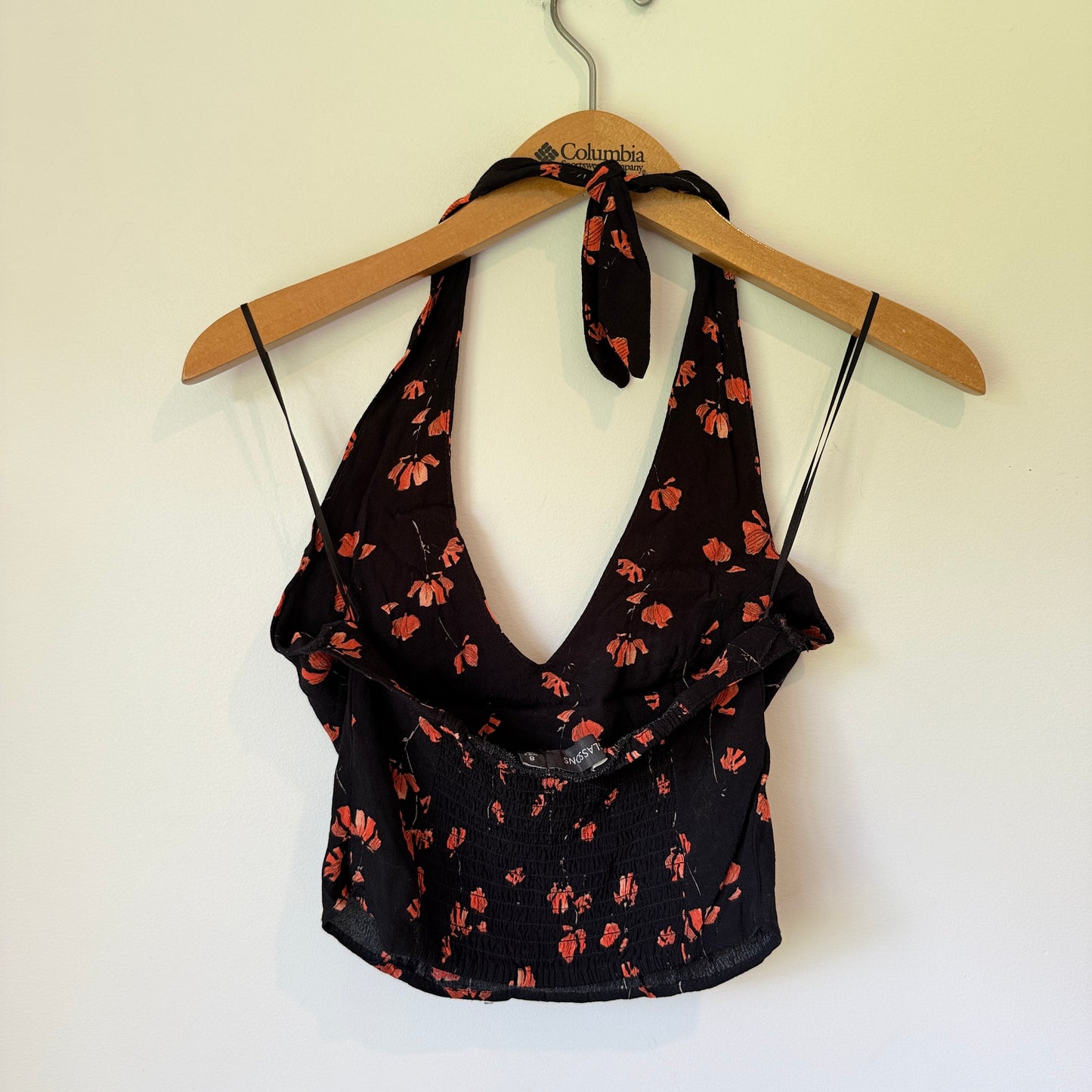 Glassons Size 8 Black Floral Halter Top