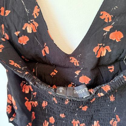 Glassons Size 8 Black Floral Halter Top