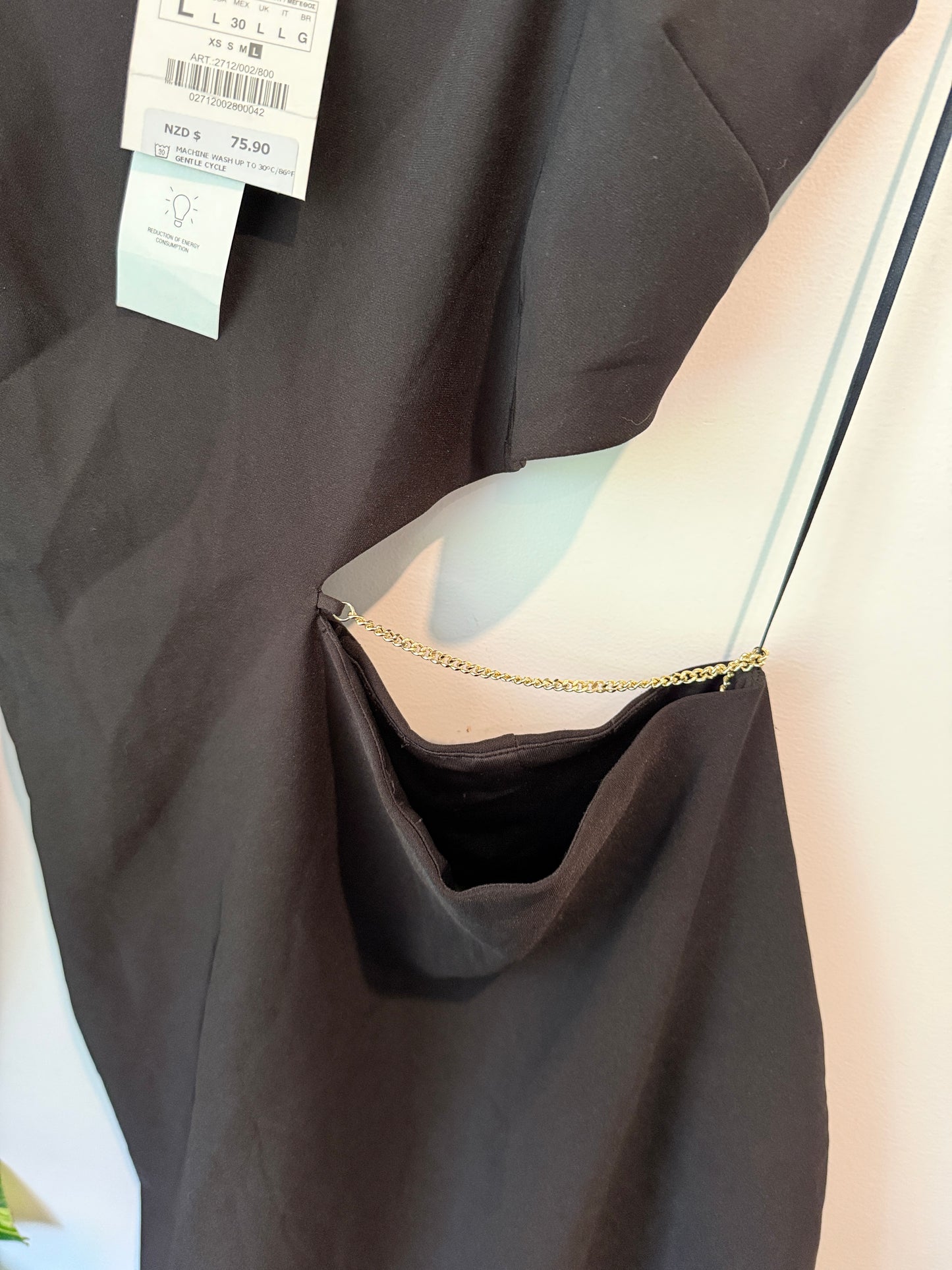 ZARA One Shoulder Chain Detail Mini Dress Size L