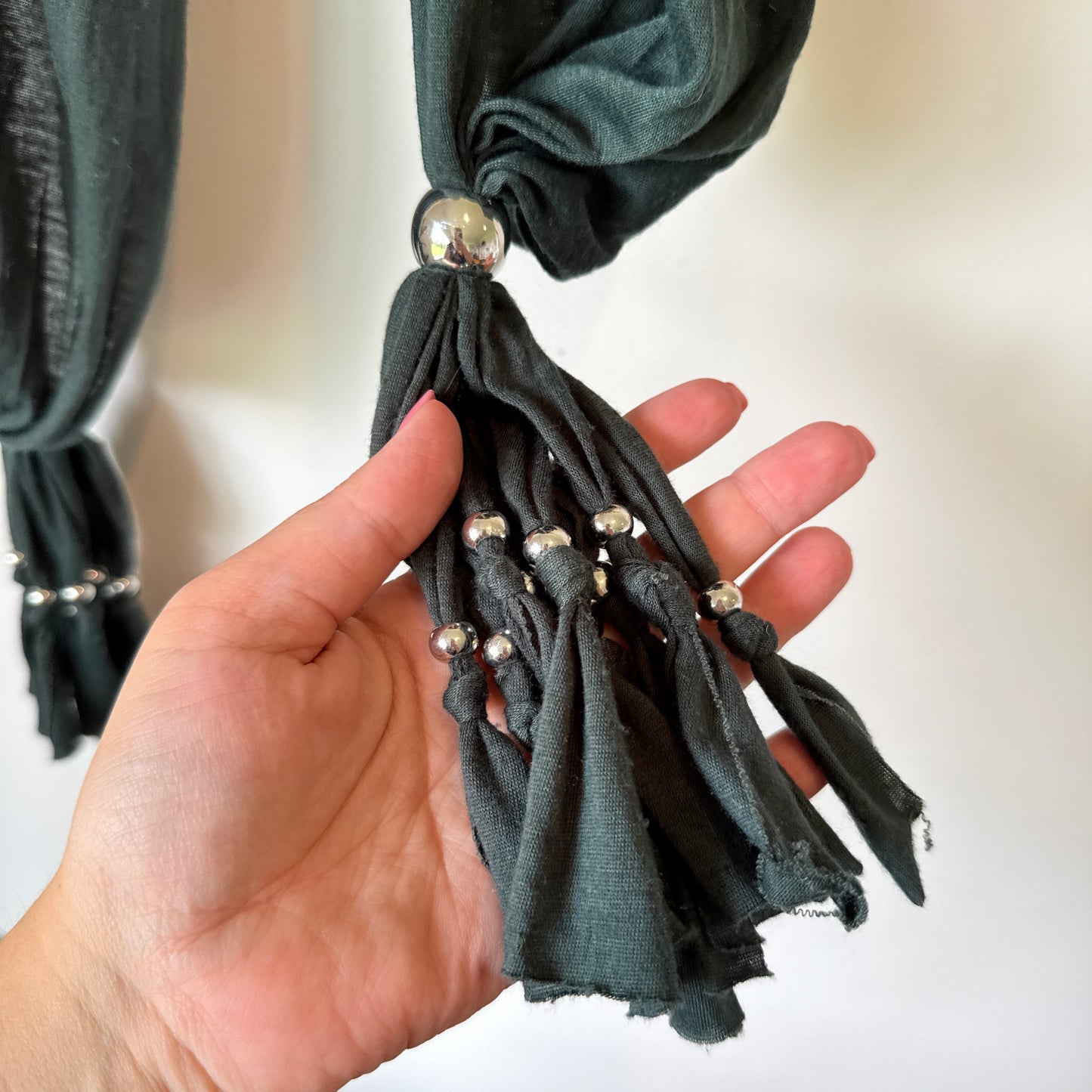 Green Scarf with Tassels