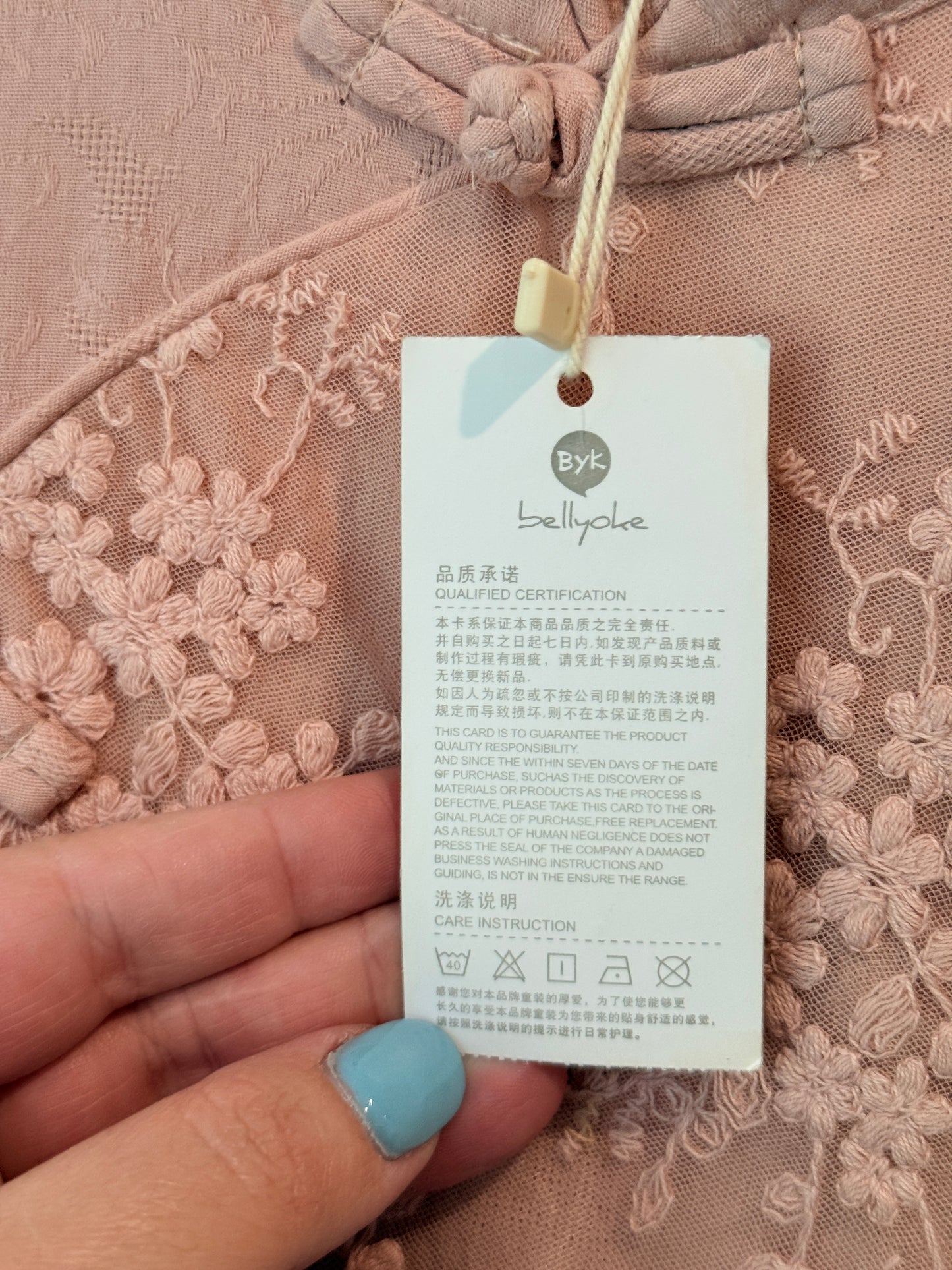Bellyoke Embroidered Cheongsam Style Dress Size M (44cm U/Arm)