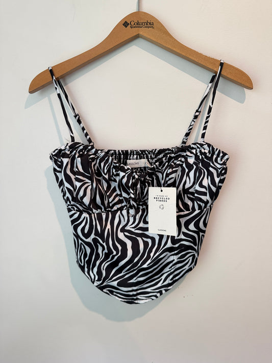 Glassons Zebra Print Tie Front Cami Top Size 8