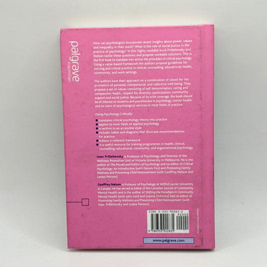 Doing Psychology Critically: Making a Difference in Diverse Settings  by Isaac Prilleltensky and Geoffrey Nelson