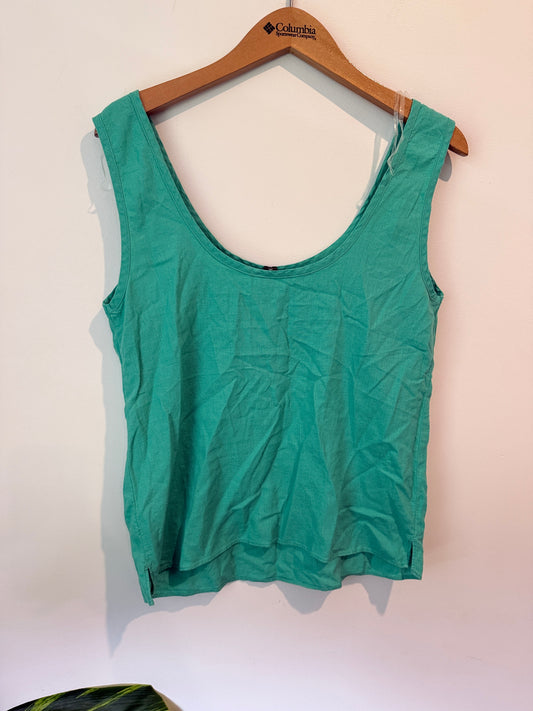 H&H Linen Blend Scoop Tank Top Size 8
