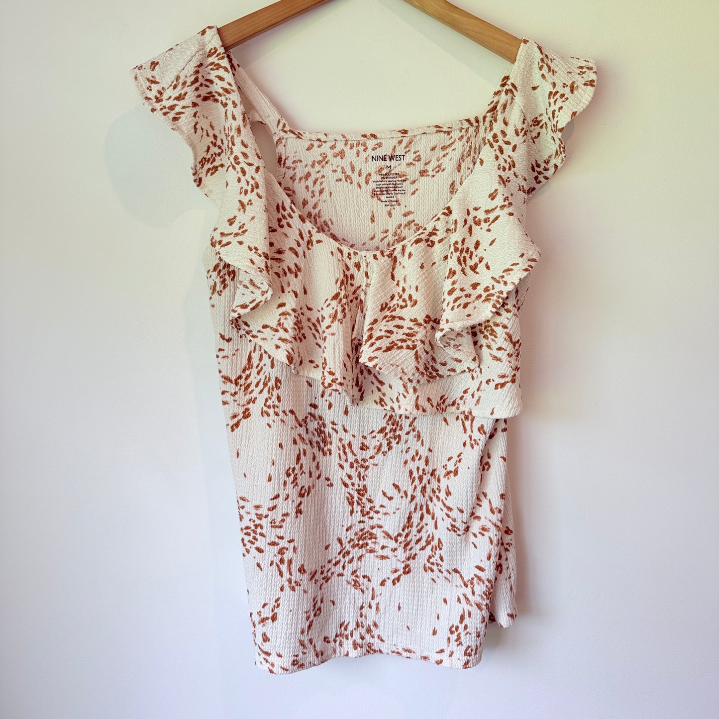 Nine West Size M Ruffle Trim Top