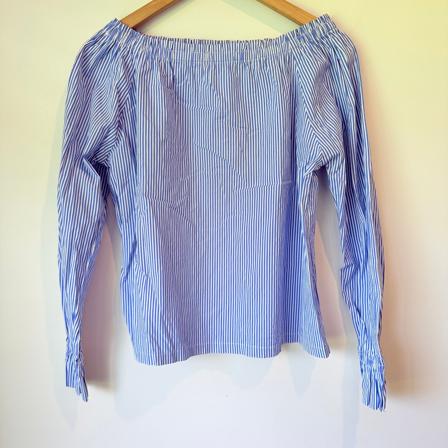 Blue & White Stripe Wide Neck Top - 54cm Underarm