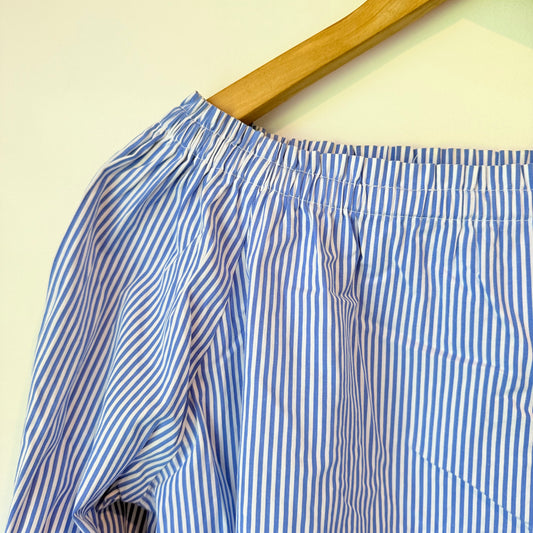 Blue & White Stripe Wide Neck Top - 54cm Underarm