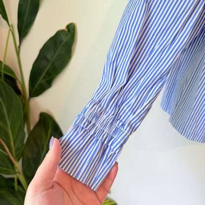 Blue & White Stripe Wide Neck Top - 54cm Underarm