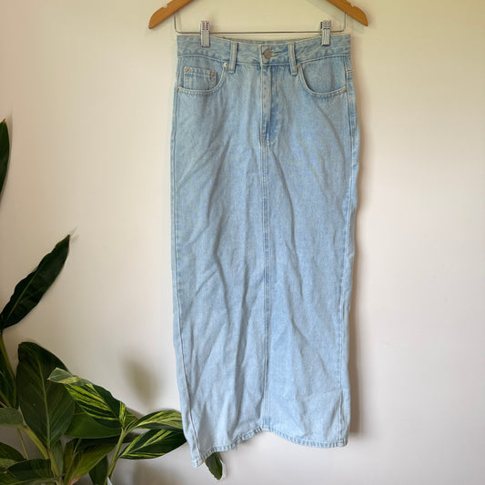Glassons Size 6 Light Wash Denim Maxi Skirt
