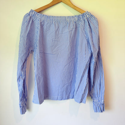 Blue & White Stripe Wide Neck Top - 54cm Underarm