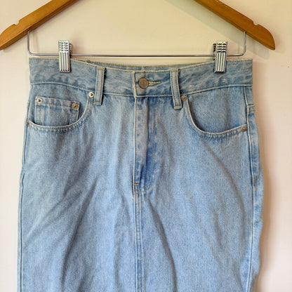 Glassons Size 6 Light Wash Denim Maxi Skirt