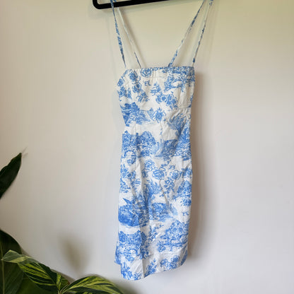 Princess Polly Size 8 White & Blue Dress