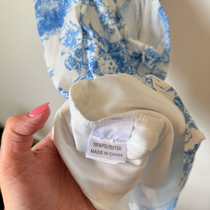 Princess Polly Size 8 White & Blue Dress