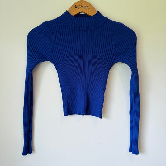 Mirrou Size S Ribbed Knit Long-Sleeve Cropped Top
